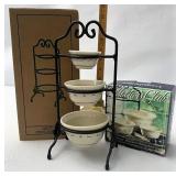 Miniature mixing bowl set and wrought iron stand