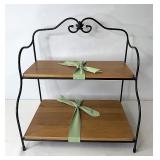 Bakers rack with wood shelves