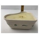 USA green Heart dish with slightly used candle