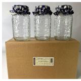 NIB (3) one quart canning jars with fabric