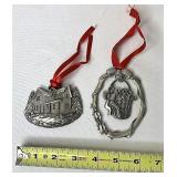 2 Pewter Christmas ornaments