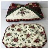 Holiday quilted throw and placemat