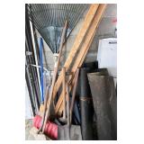 Long handled tools tarpaper and lumber