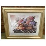 Framed basket and floral picture