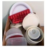 Large box of plastic storage and more