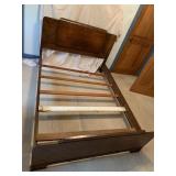 Antique full size bed frame with headboard and
