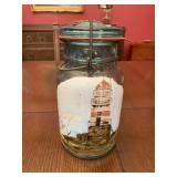 Painted lighthouse ball jar