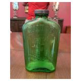 Primitive green glass bottle