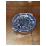 Blue cut glass candy dish