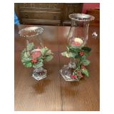Two glass candleholders