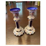 Crystal glass candleholders