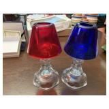 Red and blue candle holders