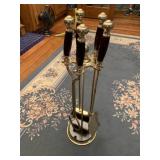 Fireplace tongs shovel broom and pick