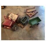 Metal jeep John Deere front and loader wagon and
