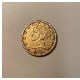 1881 Gold Coronet Five D coin - Uncirculated