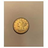 1906 Gold Coronet Five D coin Uncirculated