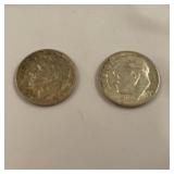 1960 dimes, 1-double die, 1- silver
