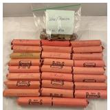 26 rolls/one small bag of wheat pennies, misc.