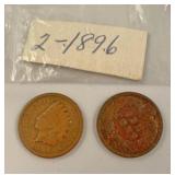 2 - 1896 Wheat pennies