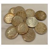 Various years silver dimes (13ct)