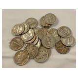 1920s, 30s, 40s Mercury dimes (23ct)