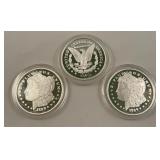 3  1889 Morgan silver tribute coins