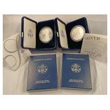 2-American eagle 1 ounce silver proof coins