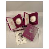 2 - American eagle 1 ounce proof silver bullion