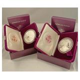 2 - American eagle 1 ounce proof silver bullion