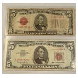1928 E Series $5 US Note, 1963 Series US Note