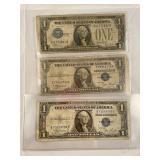 1928A, 2-1935C One dollar silver certificates