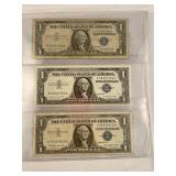2-1957 A, 1-1957 One dollar silver certificates