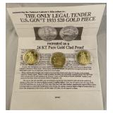 Collectors mint tribute US 1933 $20 gold pieces