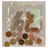 Lot of miscellaneous coins heavy wear to some,