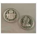 2 Commemorative coins Carolus lll Silver coins