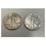 1943 x2 walking liberty half dollars