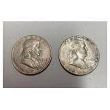 1951D and 1952 Franklin half dollars