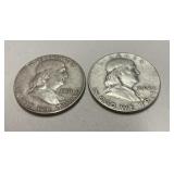 1961D and 1962D Franklin half dollars