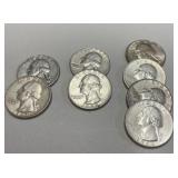 1962, 1963 and 1964 silver quarters