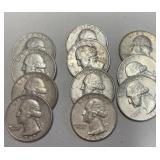 1962D, 1963D and 1964D silver quarters