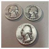 1942D x2, 1942 Washington silver quarters