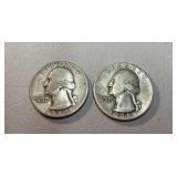 1945, 1948D Washington silver quarters