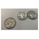1959, 1959D x2 Washington Silver quarters
