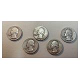 1945, 1946, 1946D, 1947, 1947D Washington silver