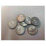 1964D Washington silver quarters (7)