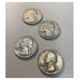 1951, 1956, 1957D, 1959D Washington silver