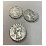 1962D x2, 1964 Washington silver quarters
