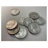 1963, 1963D x8 Washington silver quarters