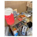 Metal shelf and contents