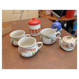 Super Bowls tea pot and jars